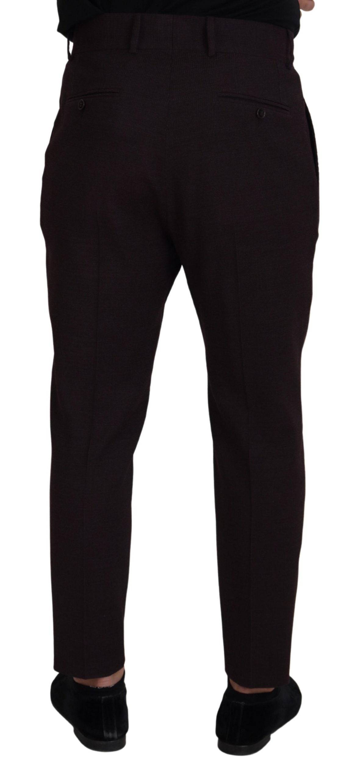 Pantalon chino pour homme Dolce & Gabbana en coton marron, coupe classique et détails élégants.