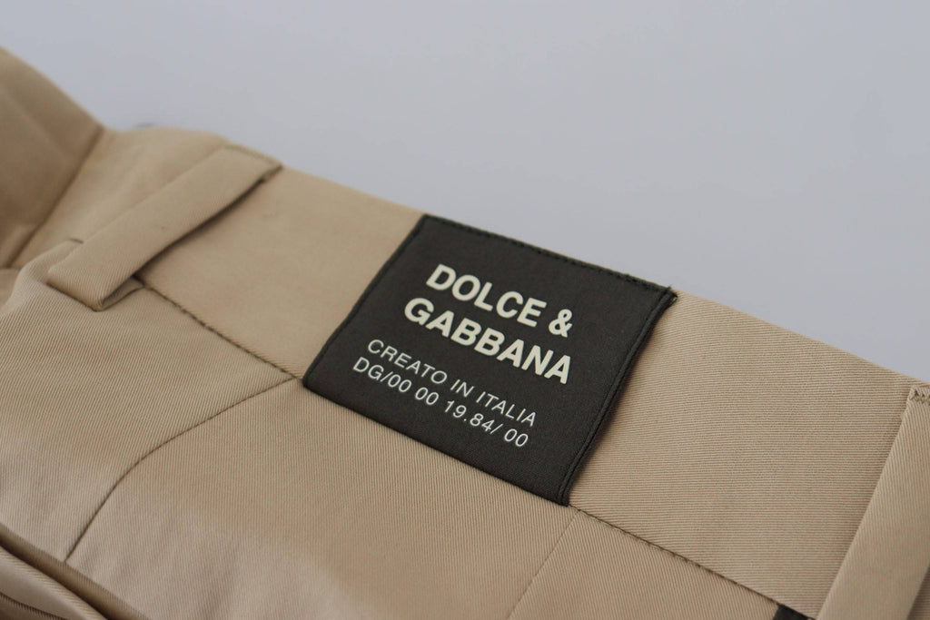 Pantalons chino pour hommes Dolce & Gabbana en coton marron et noir, style élégant avec coupe classique.