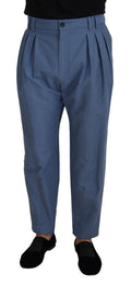 Pantalon chino formel en lin bleu Dolce & Gabbana, style élégant avec coupe classique.