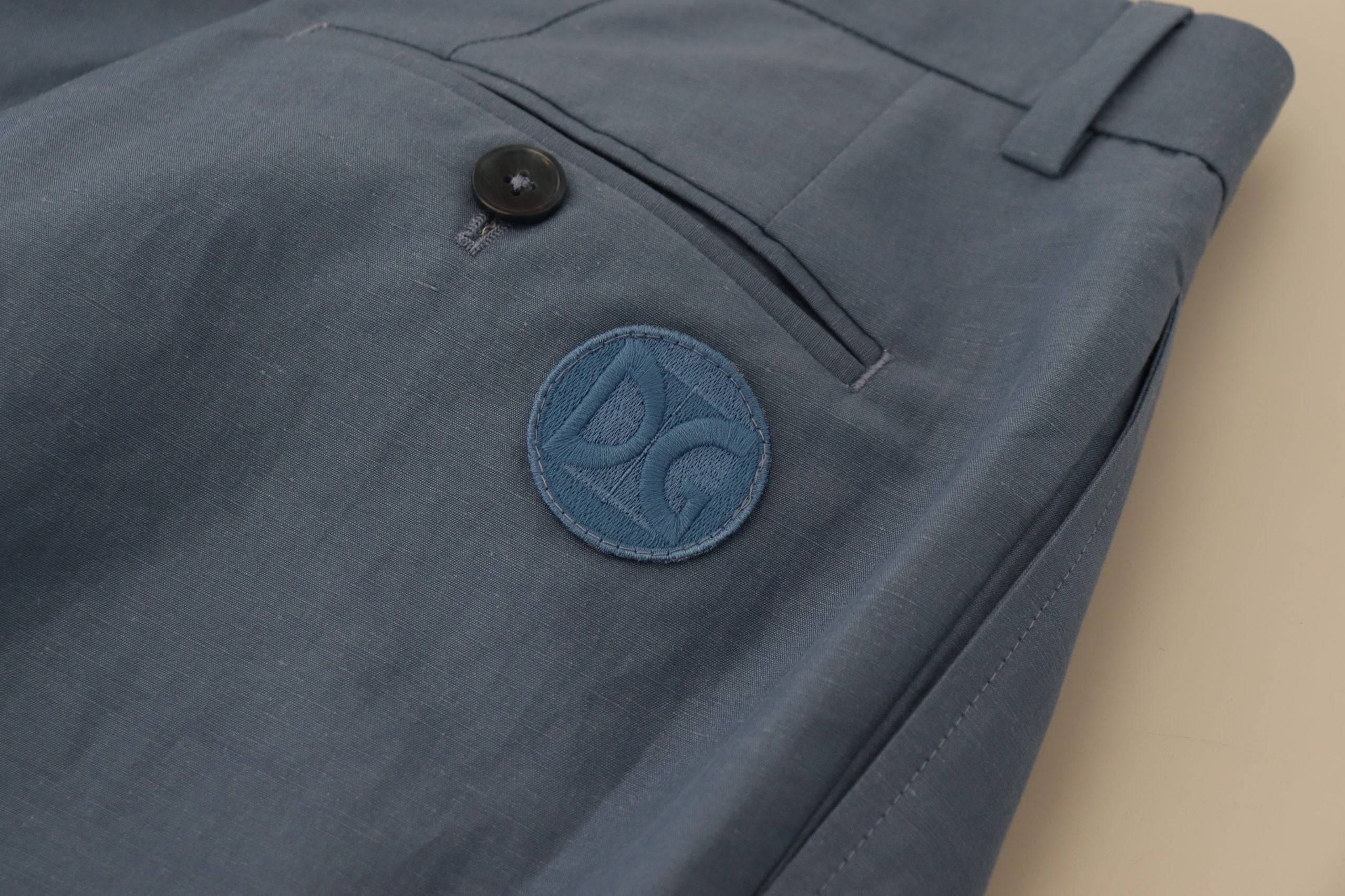 Pantalon chino formel en lin bleu de Dolce & Gabbana, style élégant et léger pour homme.