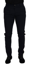Pantalon formel noir en laine Dolce & Gabbana, coupe slim, élégant et sophistiqué, pour homme.