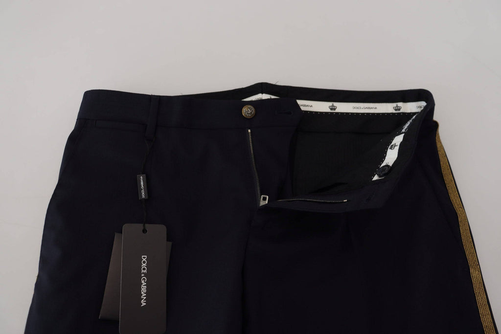 Pantalon formel slim en laine noire de Dolce & Gabbana, élégante et ajustée, pour homme.