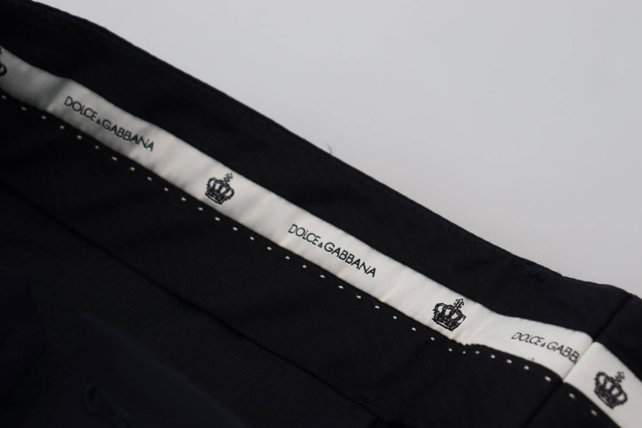 Pantalon formel slim en laine noire de Dolce & Gabbana, élégant et ajusté, pour homme.