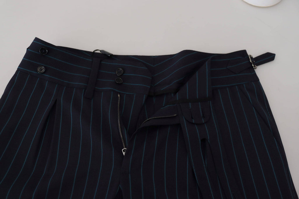 Pantalons formels pour hommes Dolce & Gabbana à rayures bleues, style élégant et tissu haut de gamme.