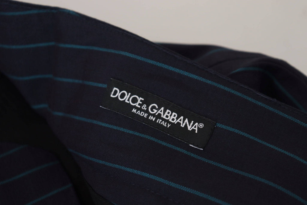 Pantalon homme formel à rayures bleues de Dolce & Gabbana, élégant et ajusté, pour une tenue sophistiquée.
