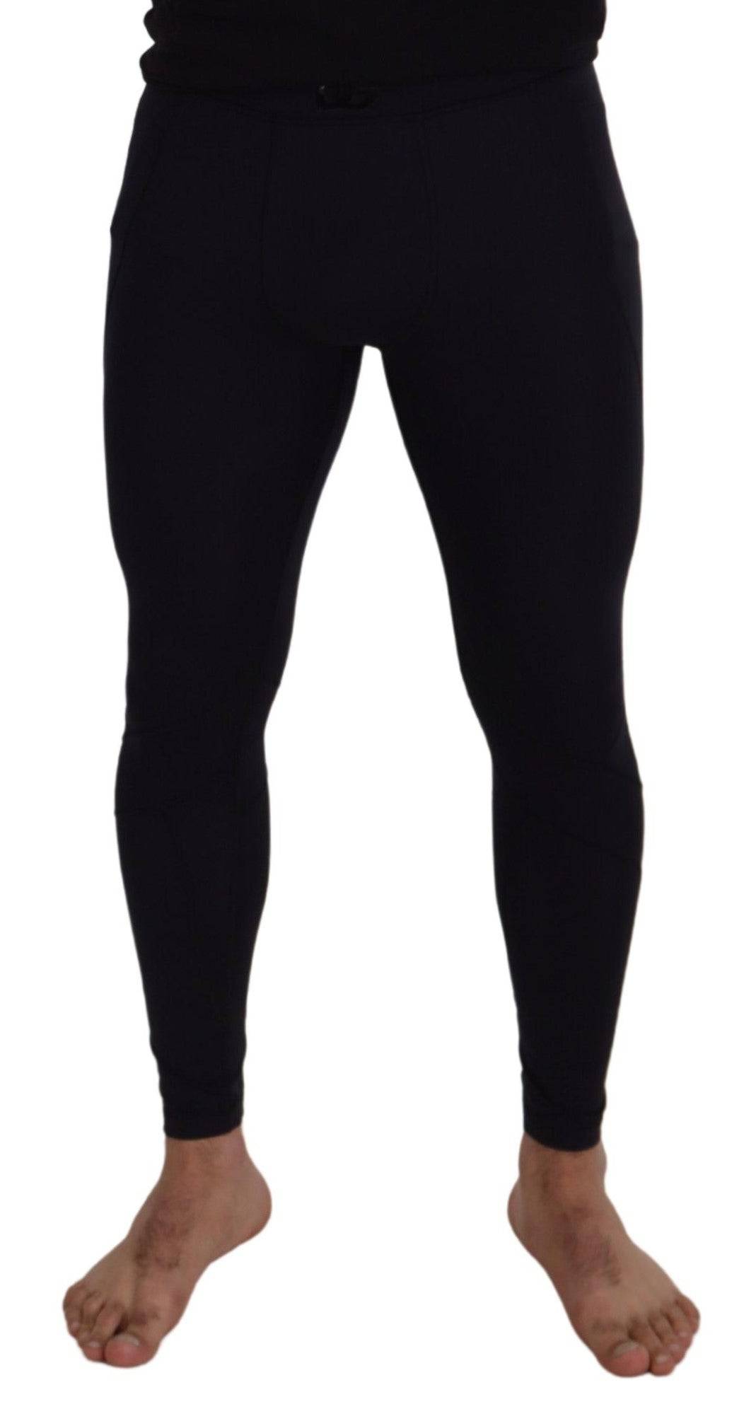 Pantalon skinny noir en nylon extensible de Dolce & Gabbana, coupe ajustée et moderne.