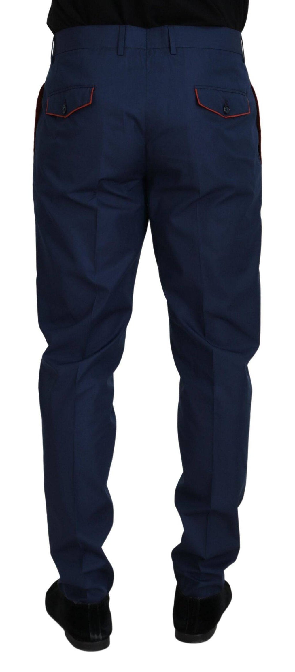 Pantalon formel en coton bleu Dolce & Gabbana Chino, coupe élégante et tissu léger, pour un style sophistiqué.