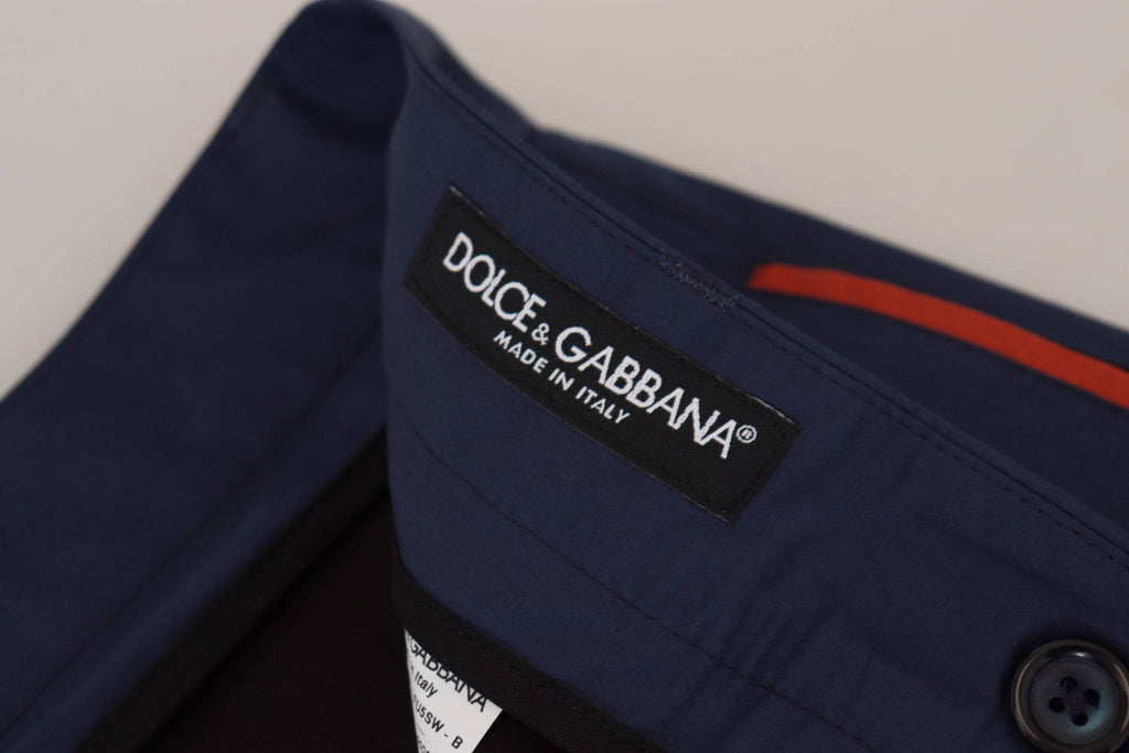 Pantalon formel en coton bleu Dolce & Gabbana Chino, style élégant et moderne, vue frontale avec détails de couture visibles.