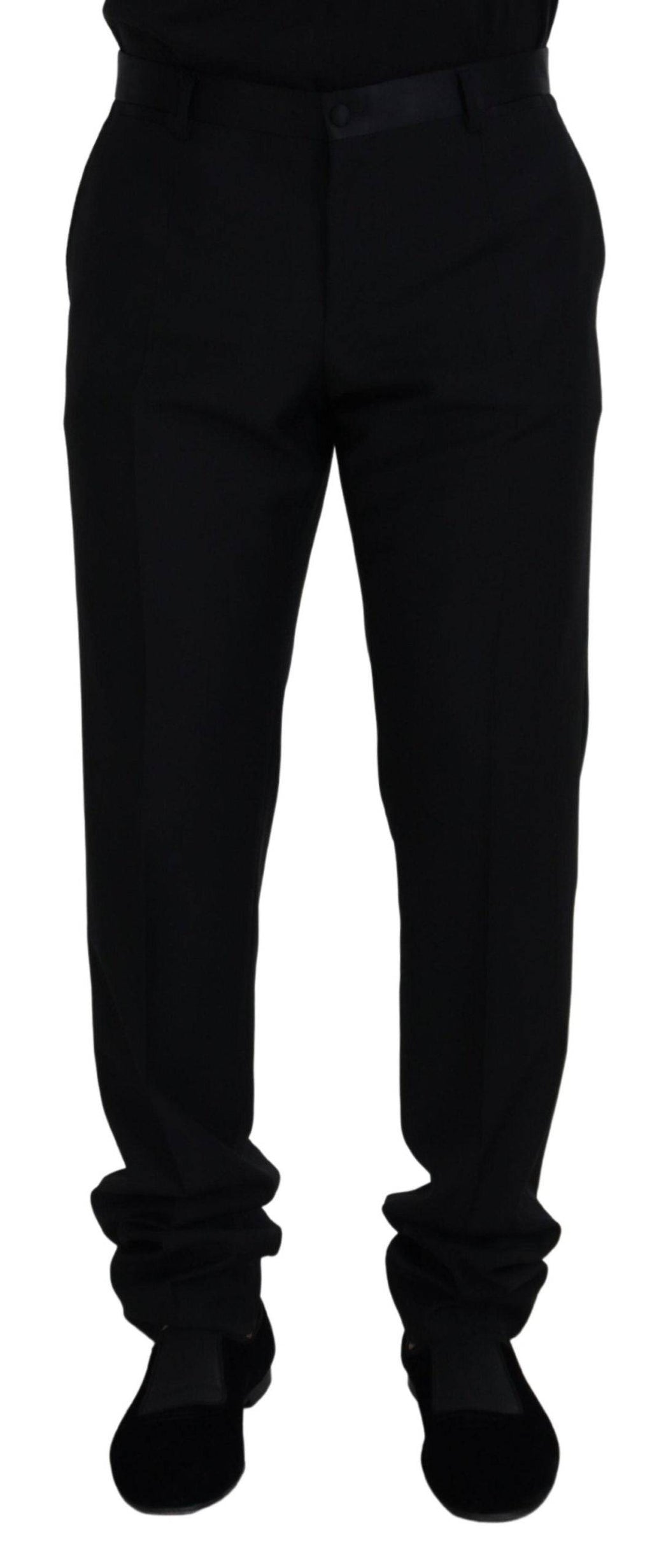 Pantalon chino formel en laine noire de Dolce & Gabbana, style élégant et classique pour homme.