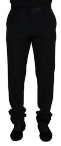Pantalon chino formel en laine noire de Dolce & Gabbana, style élégant et classique pour homme.