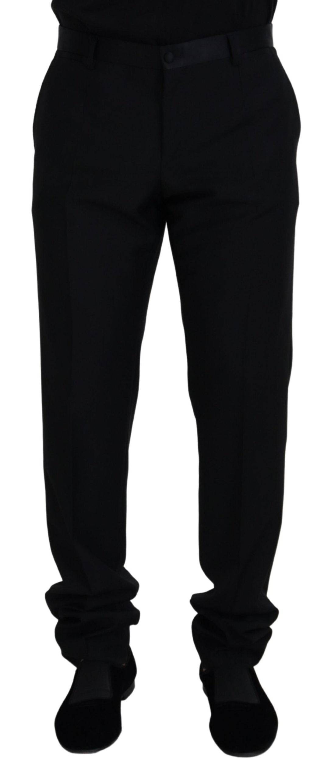 Pantalon chino formel en laine noire de Dolce & Gabbana, style élégant et classique pour homme.