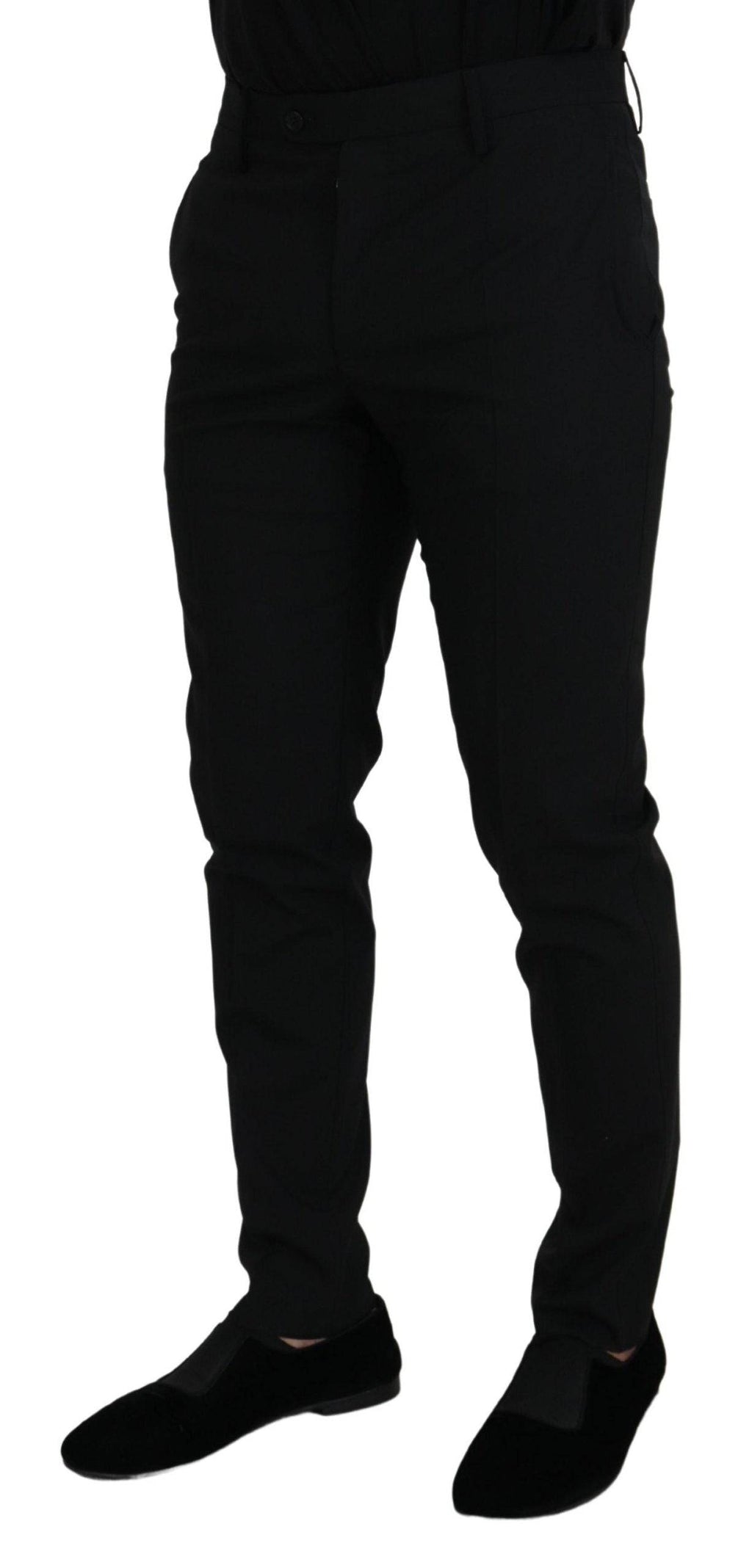 Pantalon formel noir en polyester Dolce & Gabbana chino, coupe élégante et tissu lisse, pour homme.