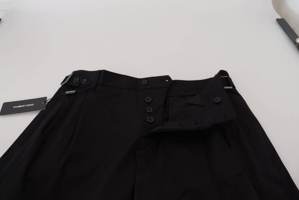 Pantalon formel en coton noir Dolce & Gabbana pour homme, coupe chino élégante et ajustée.