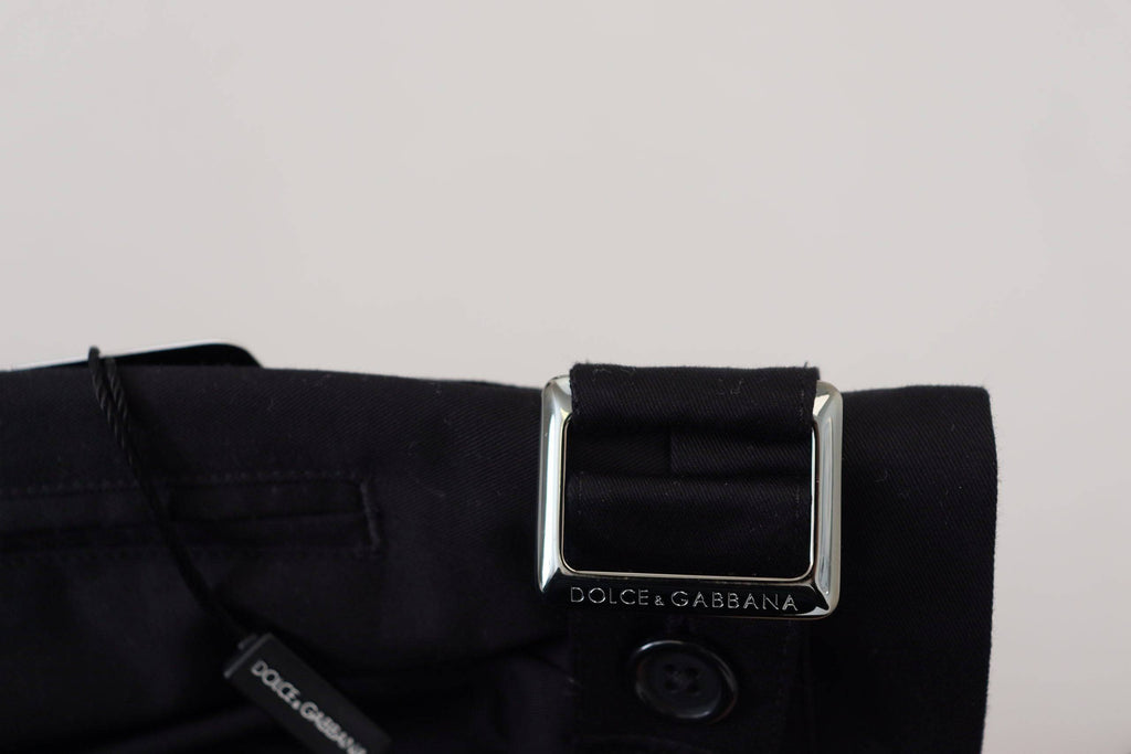 Pantalon formel en coton noir Dolce & Gabbana, chino élégant pour homme, avec une coupe classique et détails raffinés.