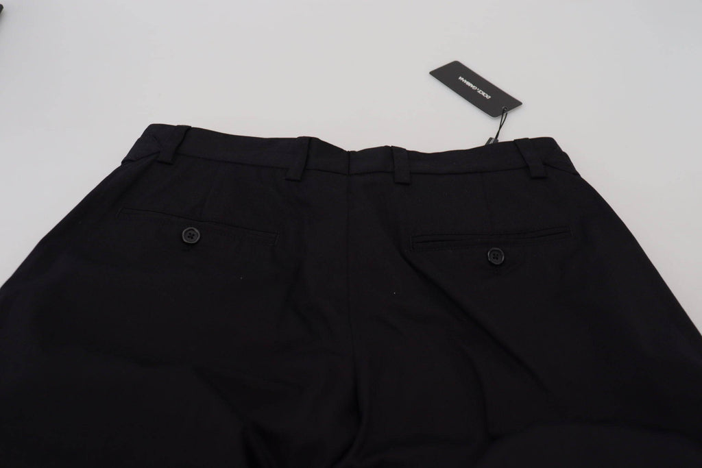 Pantalon formel en coton noir Dolce & Gabbana pour homme, coupe chino élégante et classique.