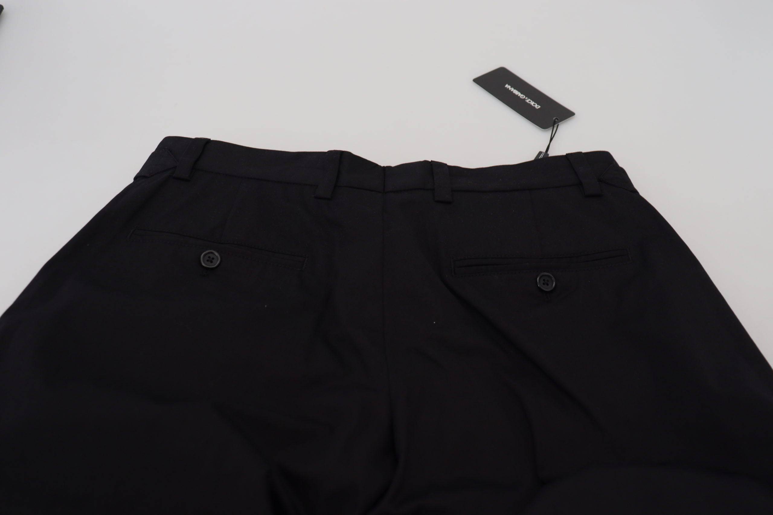 Pantalon formel en coton noir Dolce & Gabbana pour homme, coupe chino élégante et classique.