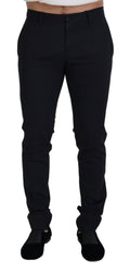 Pantalons chics en laine noire Dolce & Gabbana, style formel, coupe ajustée, pour homme.