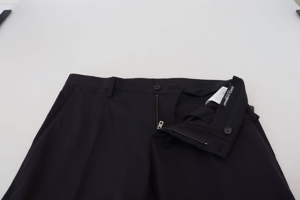 Pantalon formel en laine noire Dolce & Gabbana, pantalon chino élégant pour homme, coupe classique et tissu de qualité.