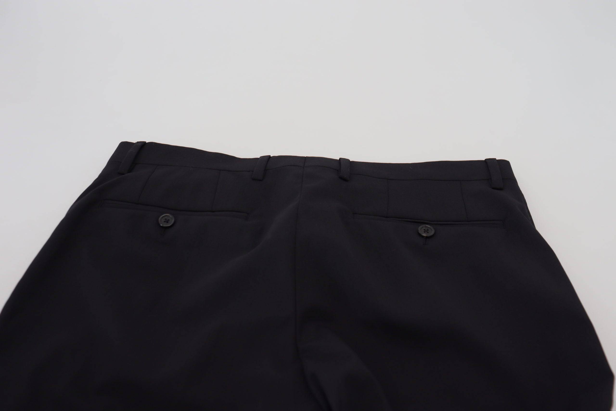 Pantalon formel en laine noire Dolce & Gabbana Chino, style élégant et ajusté pour homme.