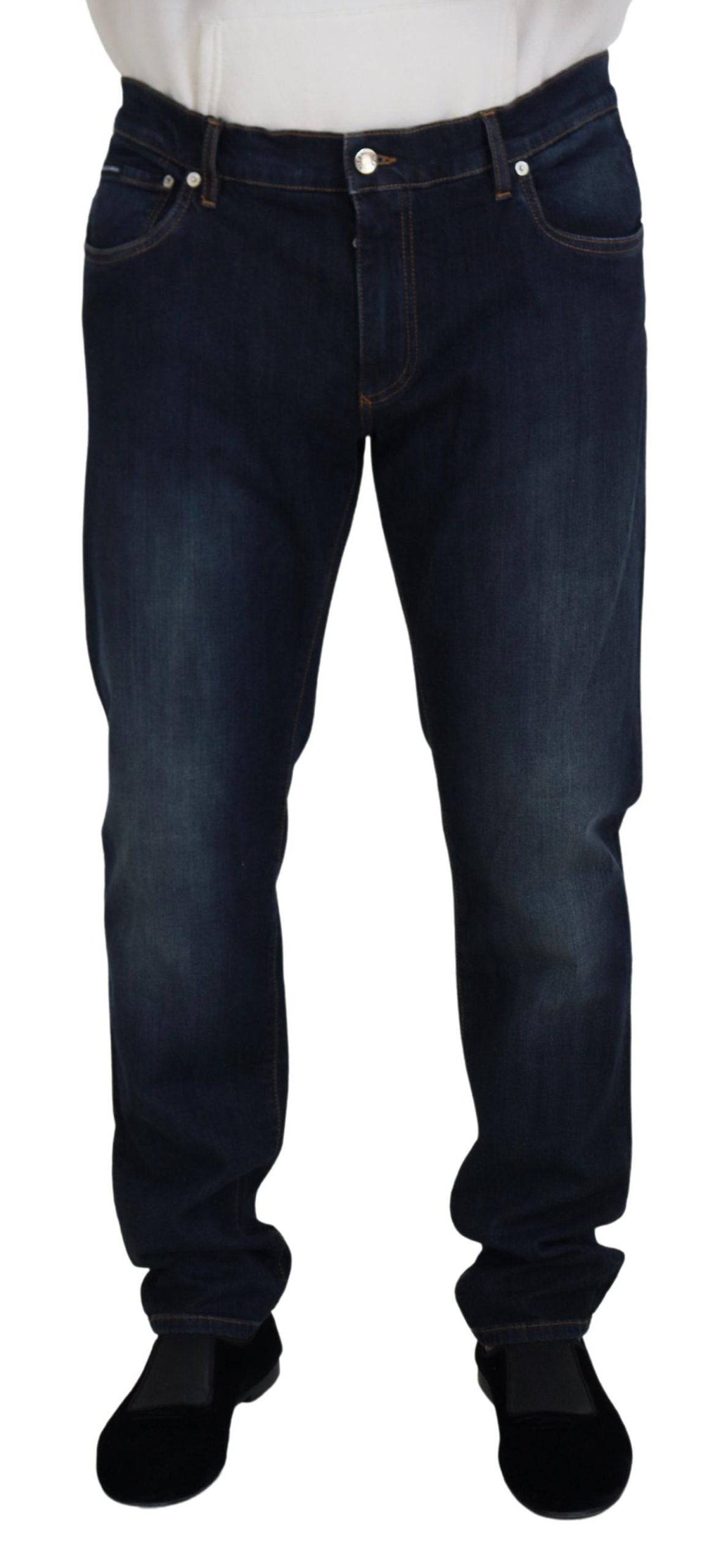 Jeans en denim blanc Dolce & Gabbana, coupe droite, style décontracté, coton léger, visible sur l’image.