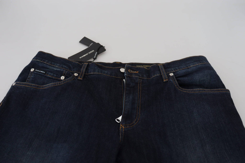 Jeans en denim blanc droit Dolce & Gabbana en coton, style décontracté et ajusté, visibles avec détails et coupe nette.