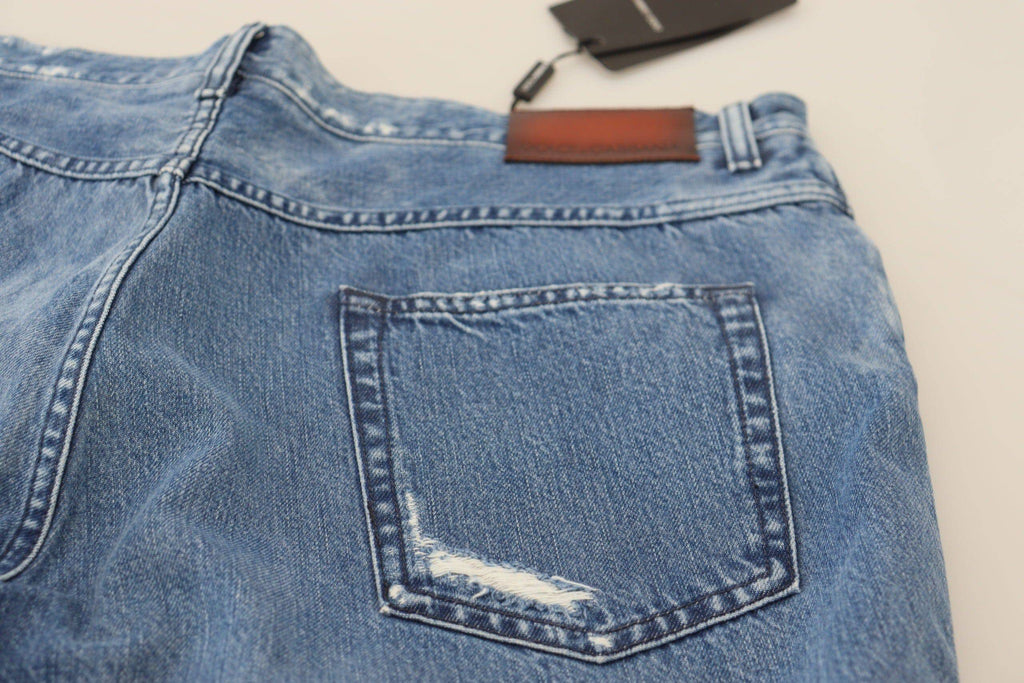 Jean décontracté en denim bleu en coton lavé de Dolce & Gabbana, style casual, visible avec une coupe classique.