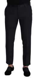 Pantalon homme en laine noire de style formel de Dolce & Gabbana, détail élégant et coupe classique.