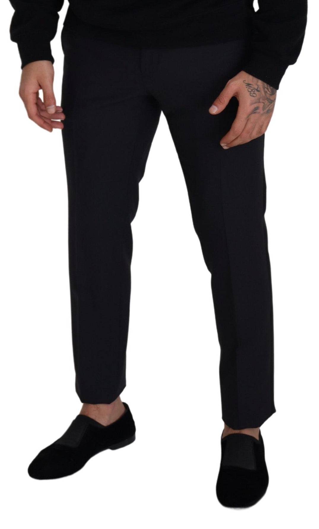 Pantalon formel noir en laine pour homme de la marque Dolce & Gabbana, visible sur l'image.