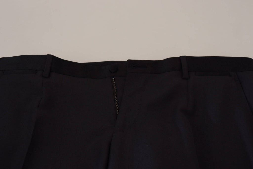 Pantalon formel en laine noire pour homme de Dolce & Gabbana, style élégant et sophistiqué, vue frontale.