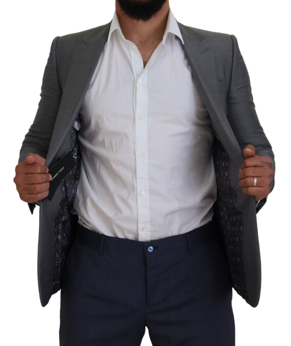 Veste blazer en laine et soie gris Dolce & Gabbana, coupe slim, veste élégante pour homme.