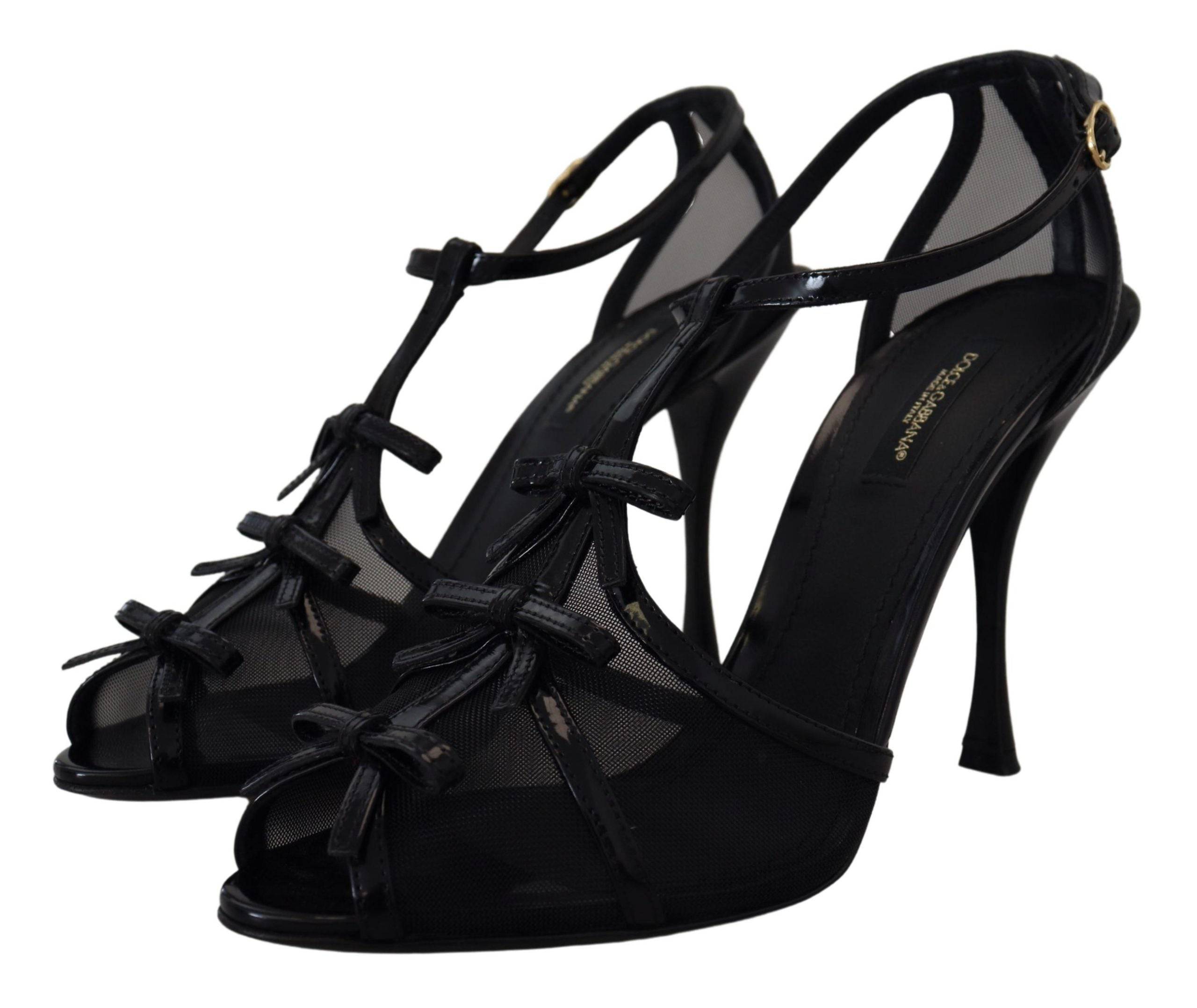 Sandales à talons stilettos noirs Dolce & Gabbana avec design élégant et finition sophistiquée, vues de côté.