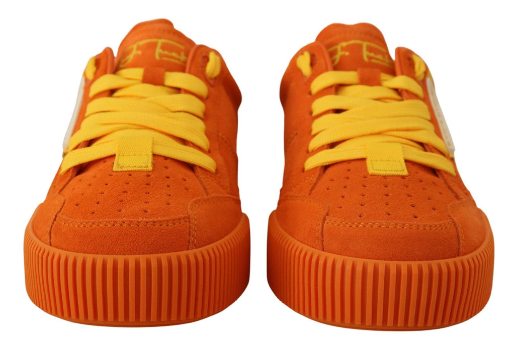 Chaussures sneakers Dolce & Gabbana P.j. Tucker en cuir orange, vue de face, avec détails de style moderne.