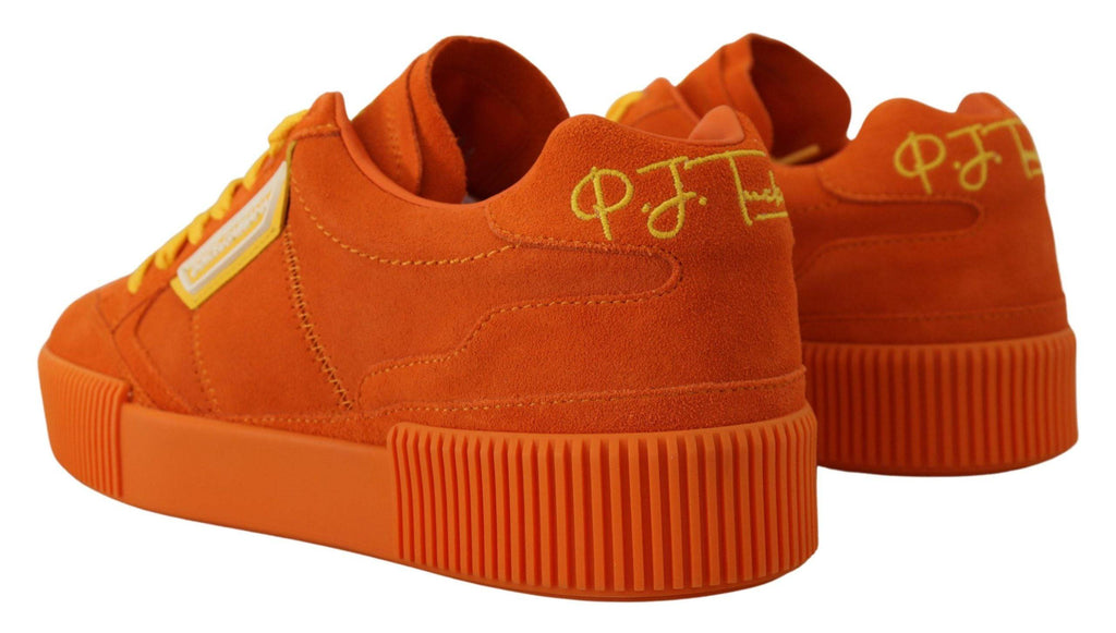 Basket Dolce & Gabbana P.j. Tucker en cuir orange, chaussures sneakers élégantes pour homme, vue de face