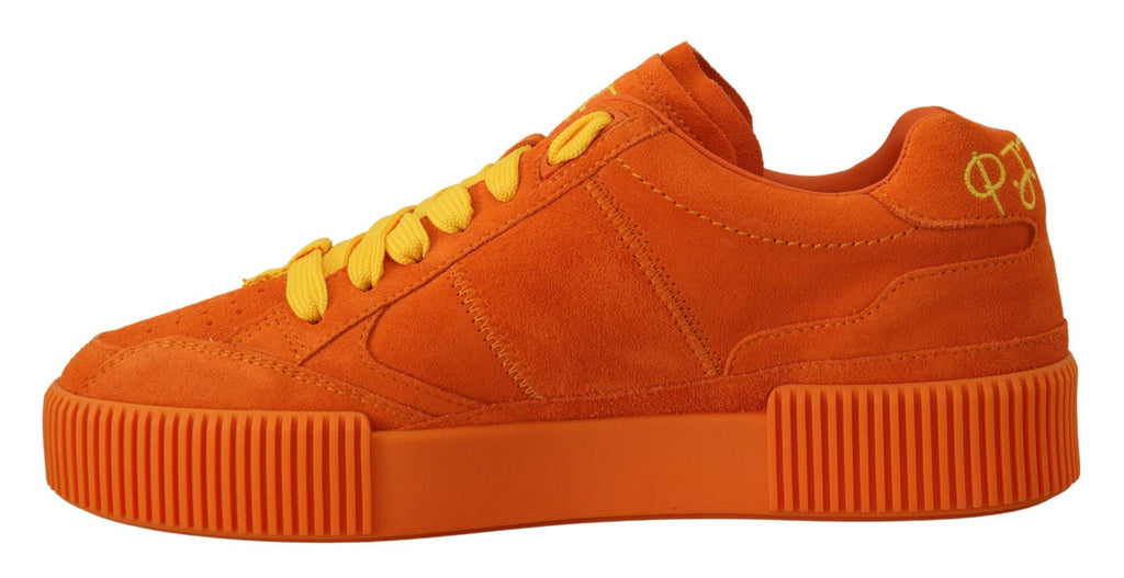 Chaussures sneakers P.J. Tucker en cuir orange Dolce & Gabbana, vue de face avec détails de la marque et design moderne.