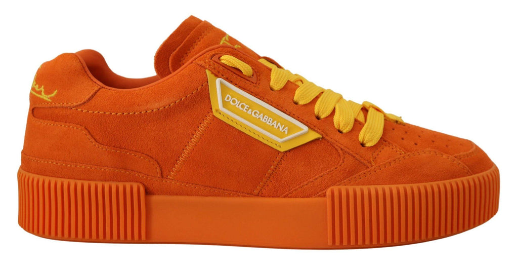 Chaussures sneakers P.J. Tucker en cuir orange de Dolce & Gabbana, vue de face.