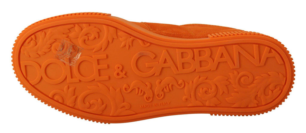 Chaussures sneakers Dolce & Gabbana P.j. Tucker en cuir orange avec détails en cuir, vue de face sur fond neutre.