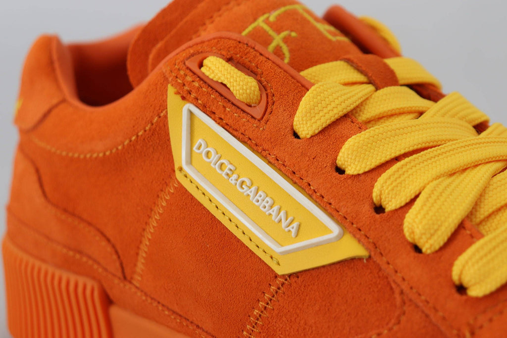 Chaussures sneakers P.J. Tucker en cuir orange de Dolce & Gabbana, vue de face avec détails de la semelle et design élégant