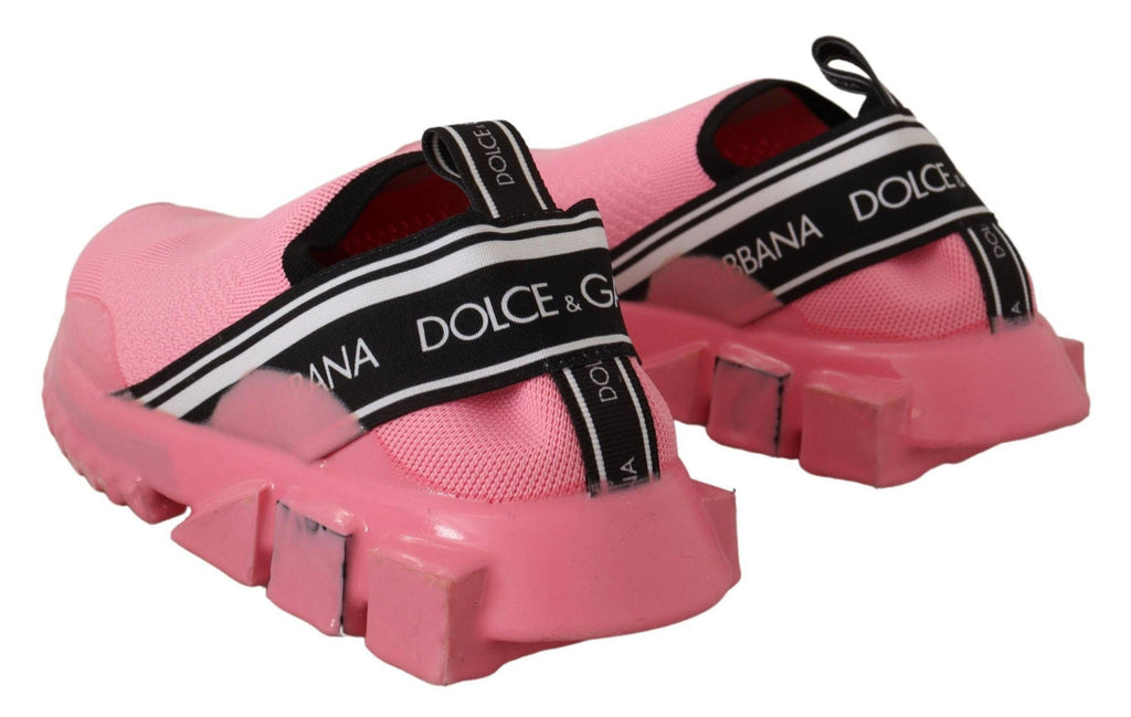 Chaussures Dolce & Gabbana Sorrento roses, baskets basses décontractées à enfiler, en cuir rose.