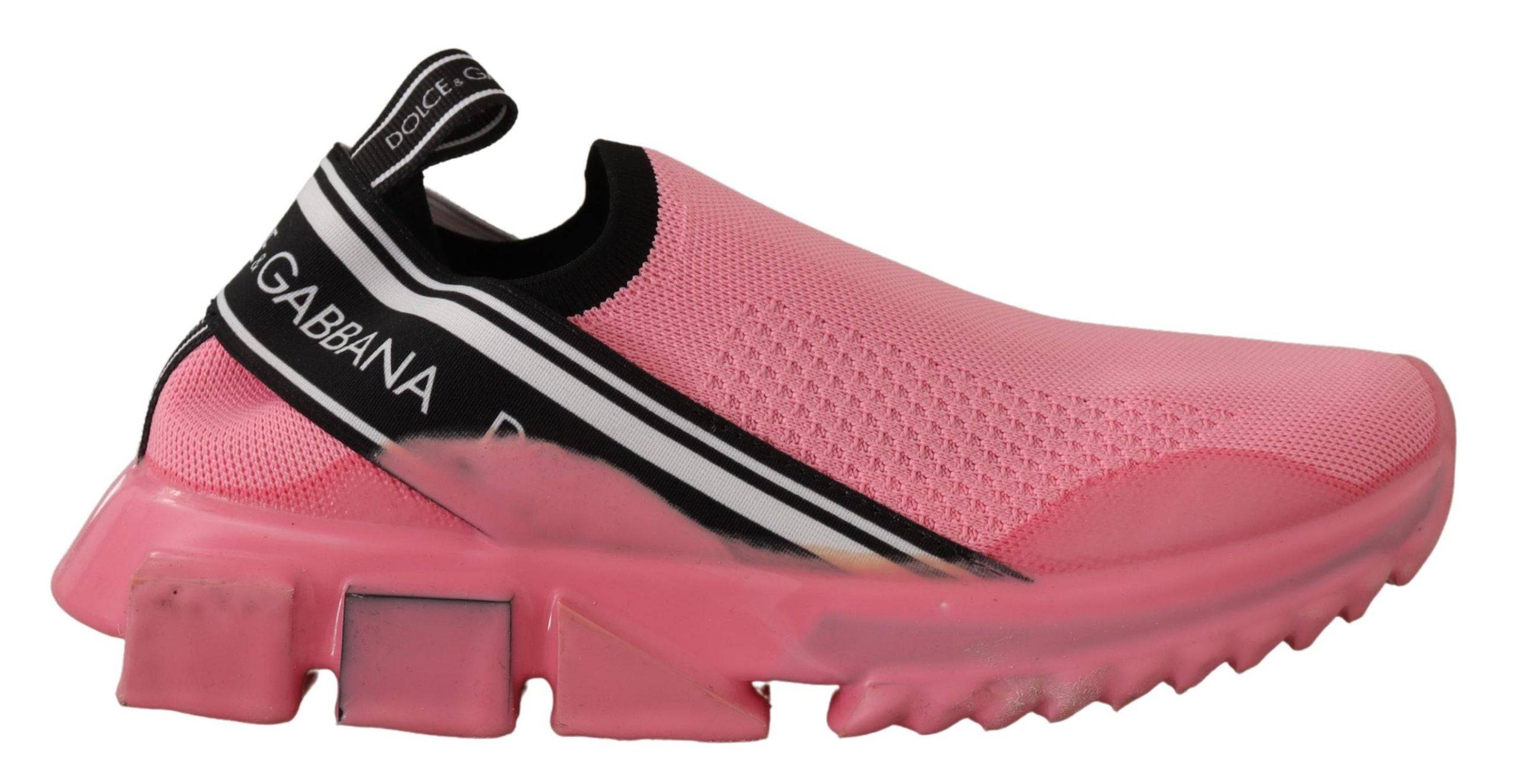 Chaussures Dolce & Gabbana Sorrento roses, baskets basses décontractées à enfiler, style casual en rose pâle.