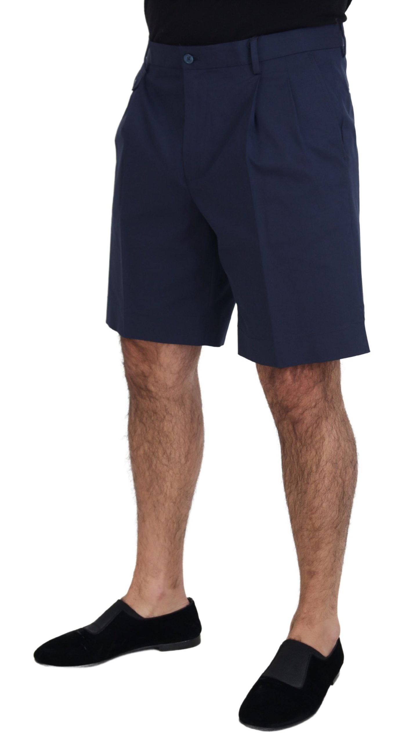 Shorts décontractés en coton stretch Dolce & Gabbana bleu, chinos confortables pour homme avec coupe élégante.