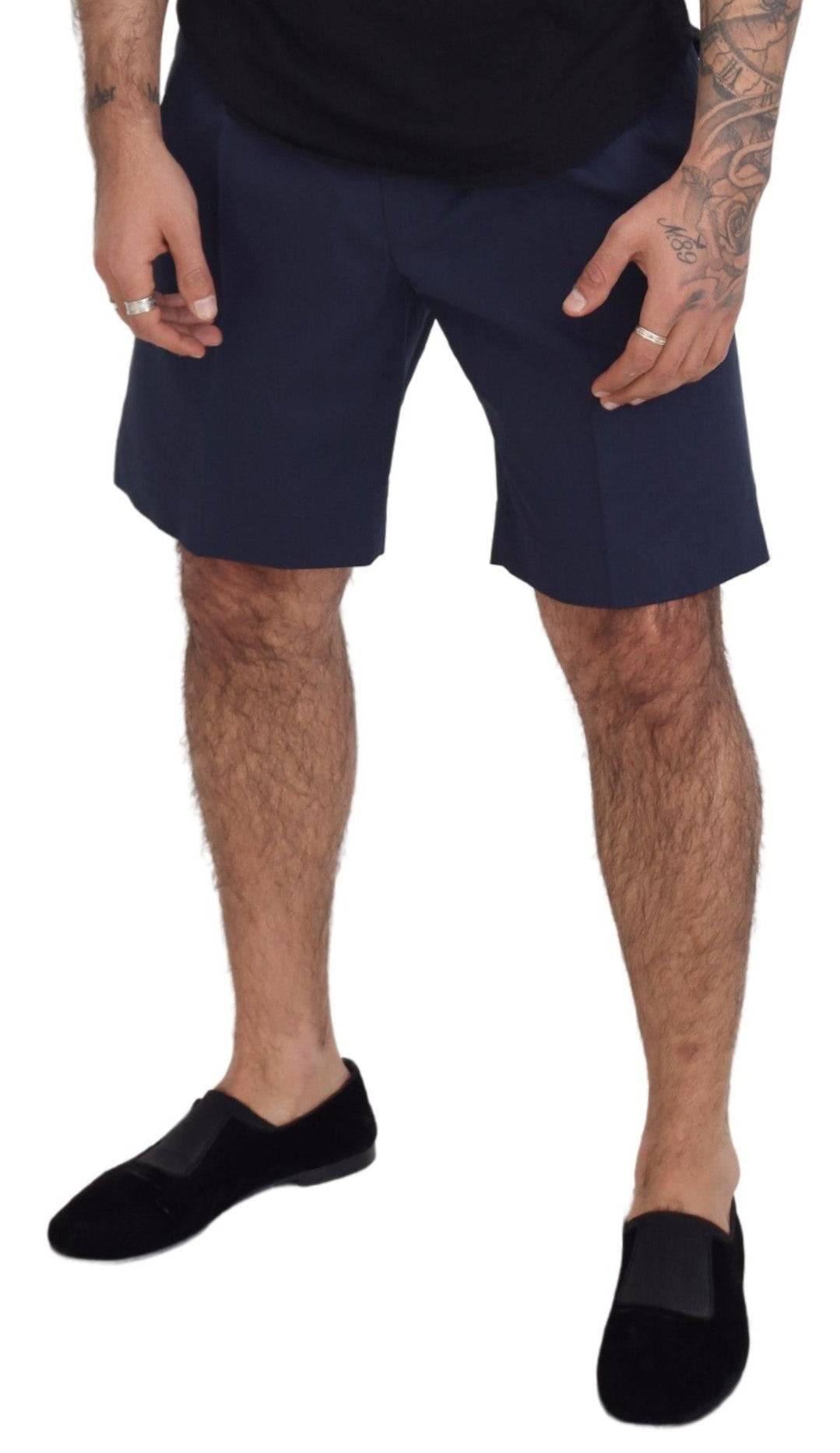 Shorts décontractés en coton stretch Dolce & Gabbana Blue Chinos, style casual et confortable pour l'été.