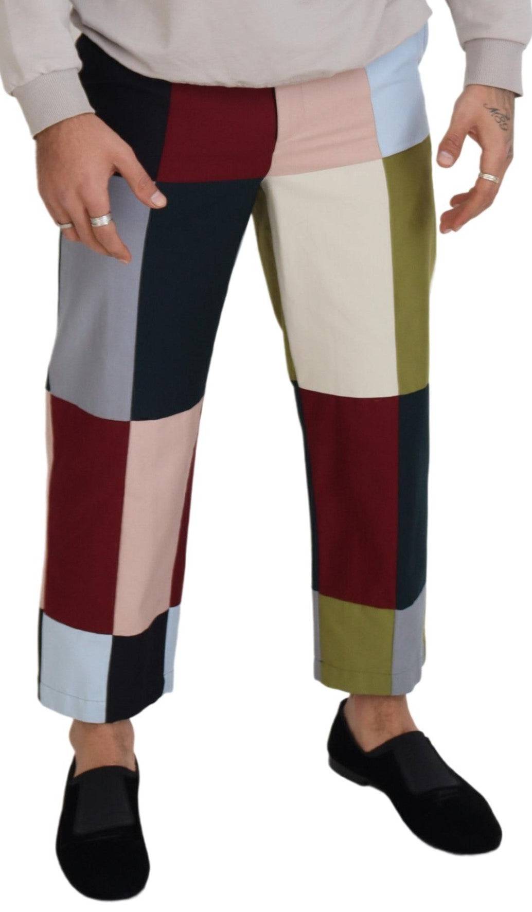 Pantalon en coton multicolore à patchwork de Dolce & Gabbana, style mode tendance et coloré.
