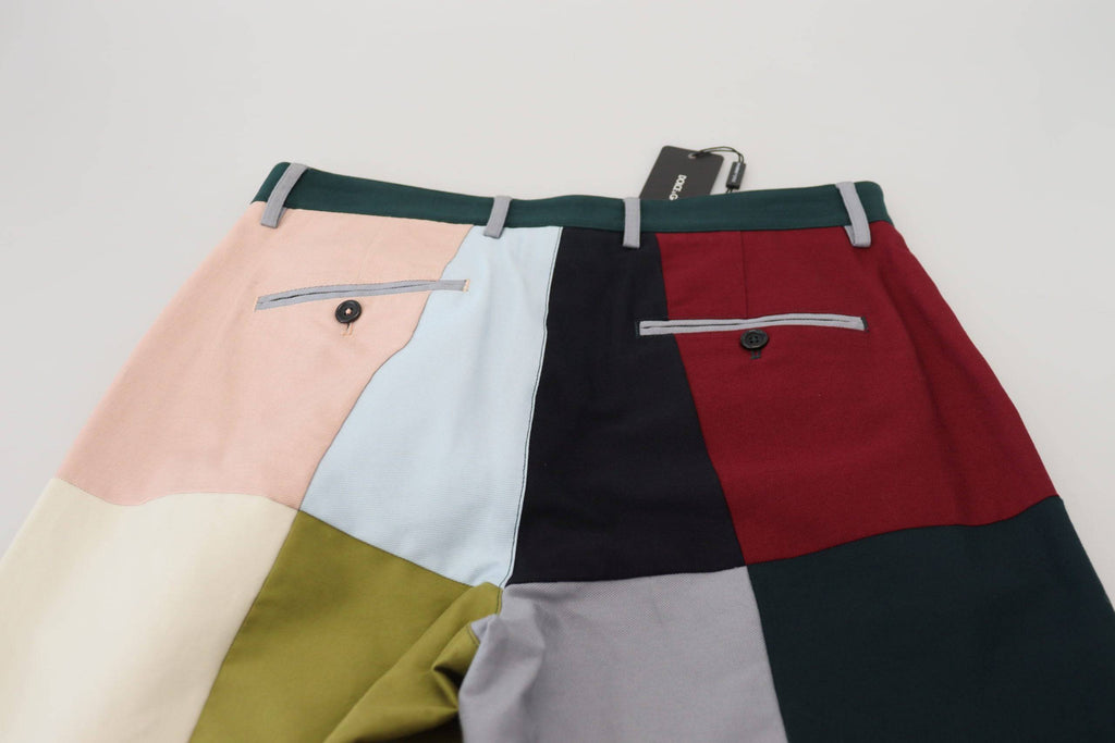 Pantalons en coton patchwork multicolore de Dolce & Gabbana, style unique avec motif coloré et coupe moderne.