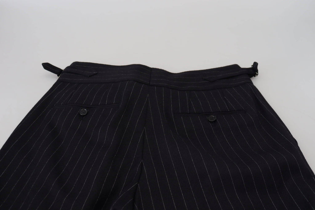 Pantalon chino en laine noire à rayures de Dolce & Gabbana, style élégant et sophistiqué, vue de face.