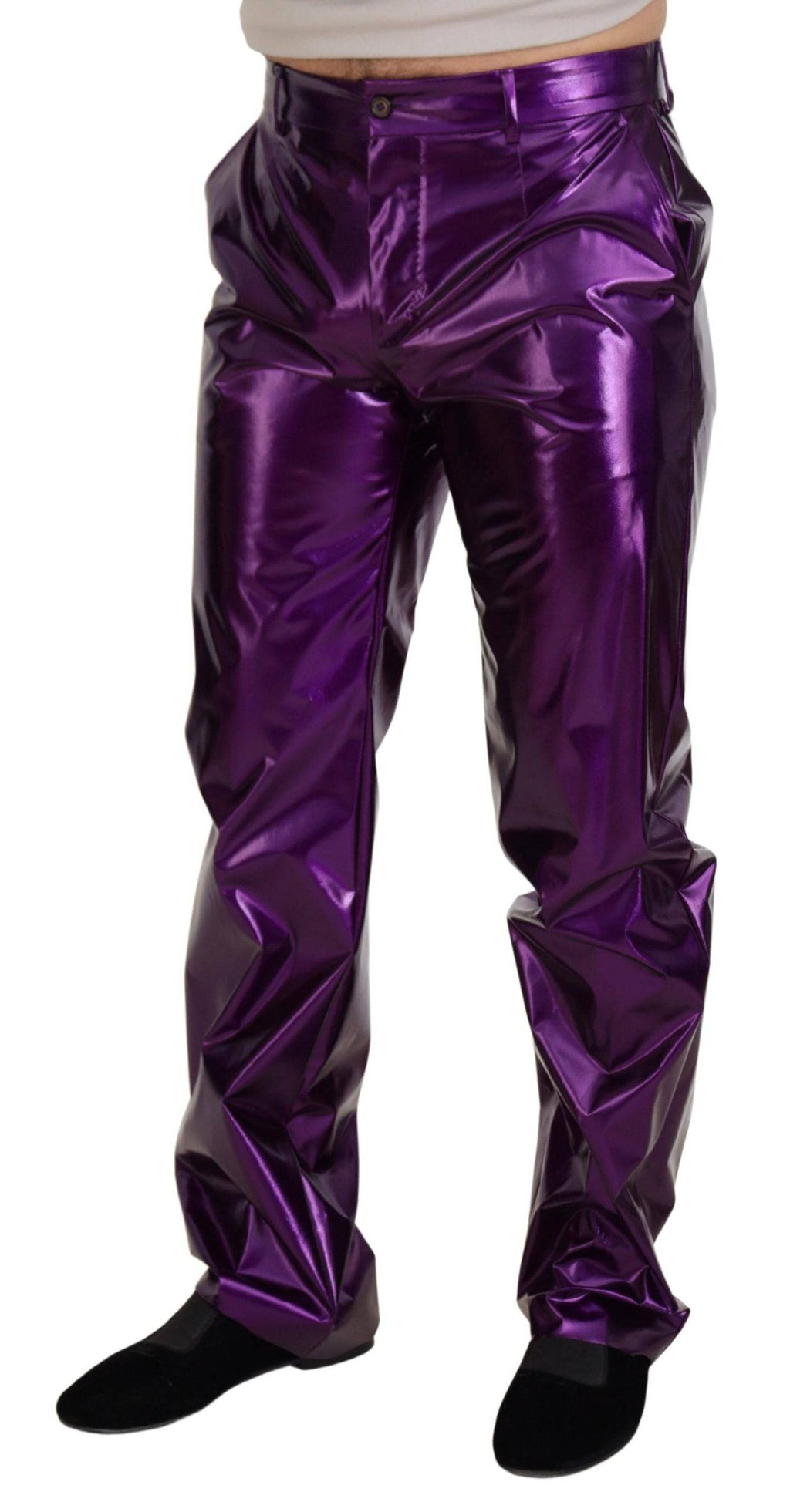 Pantalon décontracté pour homme Dolce & Gabbana violet brillant, style casual, en tissu léger.