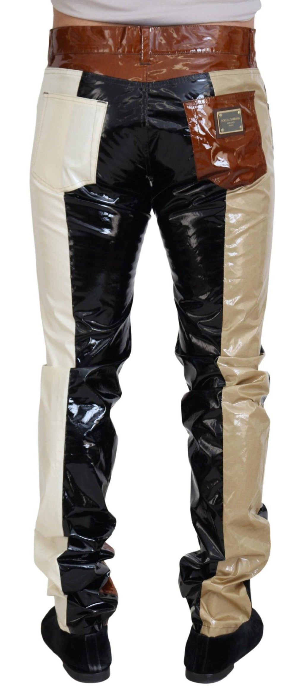 Jeans slim multicolores en denim brillant pour homme de Dolce & Gabbana, ajustés et élégants.