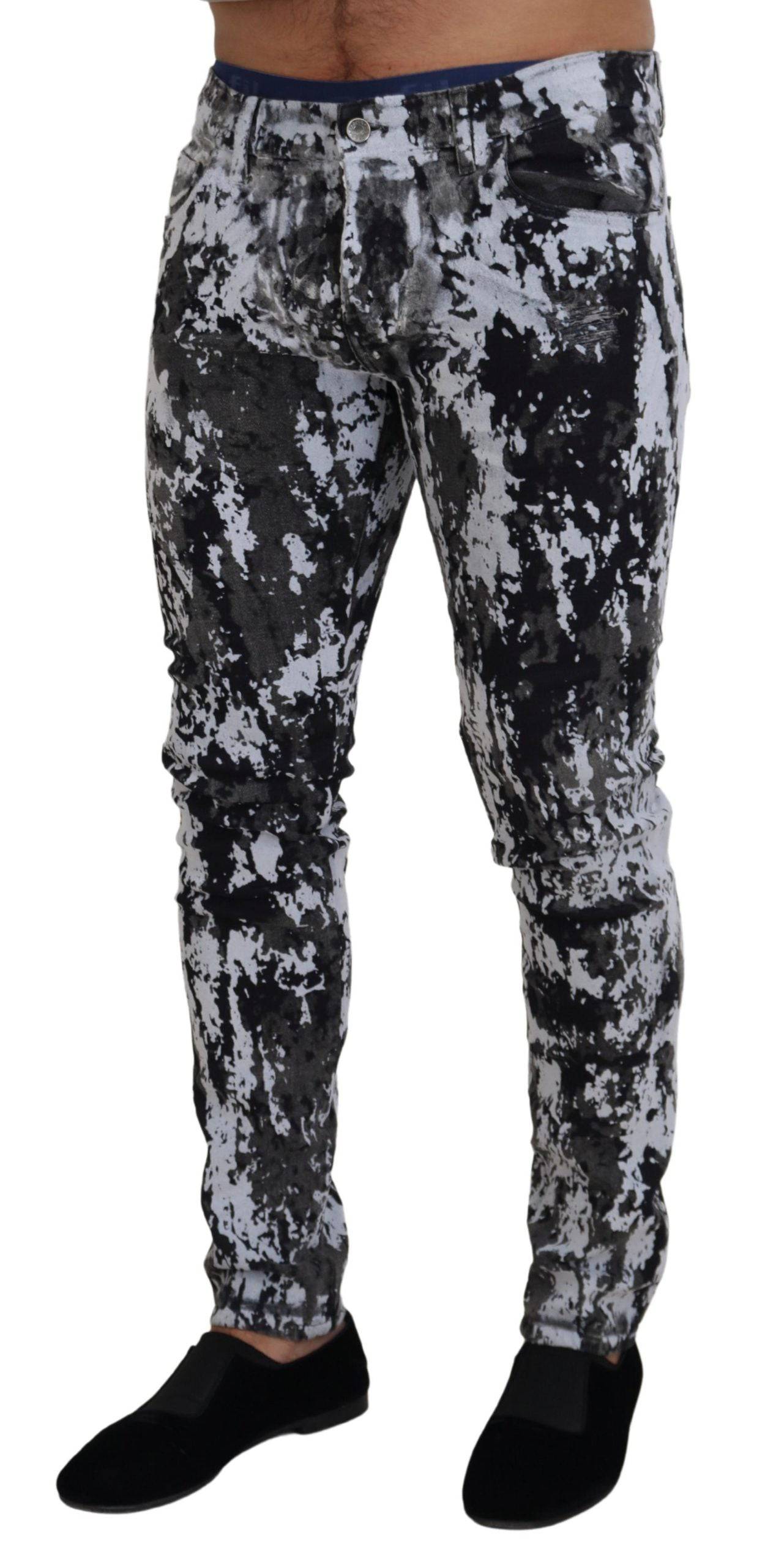 Jeans skinny en denim tie-dye multicolore de Dolce & Gabbana, en coton avec motif coloré et ajustement serré.