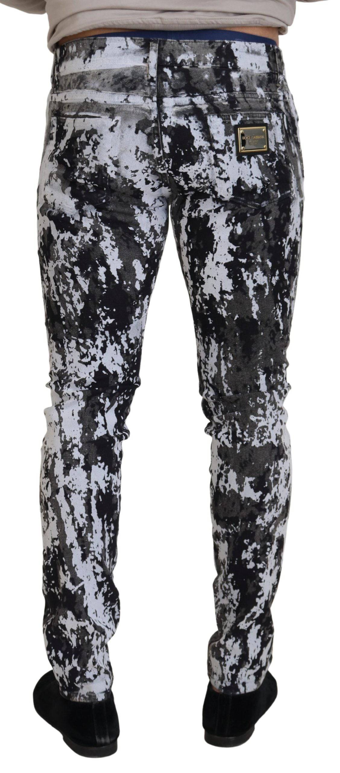 Jeans skinny en denim teinté à la cravate multicolore de Dolce & Gabbana, coupe ajustée et style tendance.