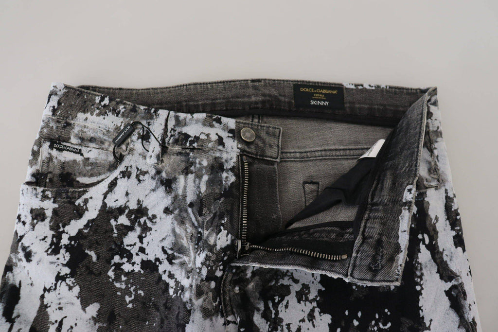 Jean skinny en denim tie-dye multicolore de Dolce & Gabbana, en coton, avec un style tendance et coloré.