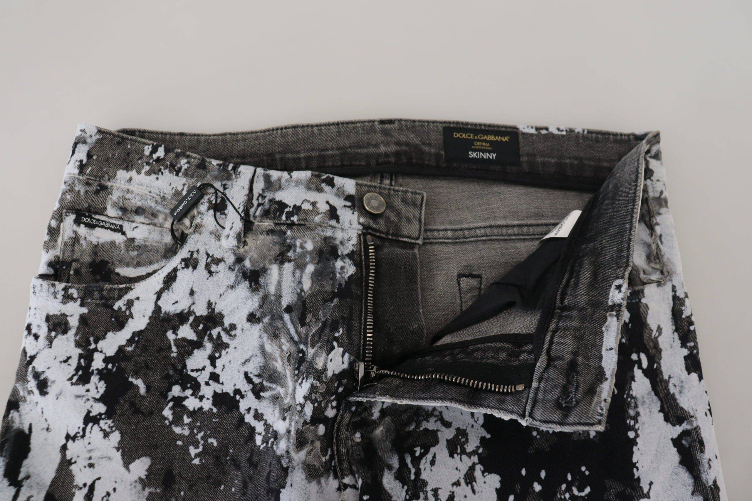 Jean skinny en denim tie-dye multicolore de Dolce & Gabbana, en coton, avec un style tendance et coloré.